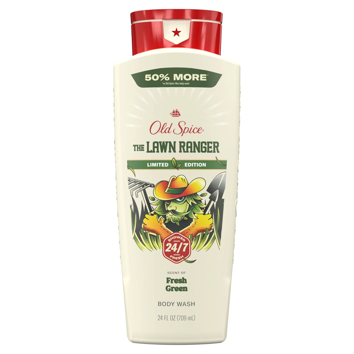 Old Spice Body Wash for Men, Summerdudes, 24/7 Shower Fresh with Daily Use, Long Lasting Scent, Cleanse & Refresh Skin, VIP Festival Experience, Lawn Ranger with Fresh Green Scent, 24 oz