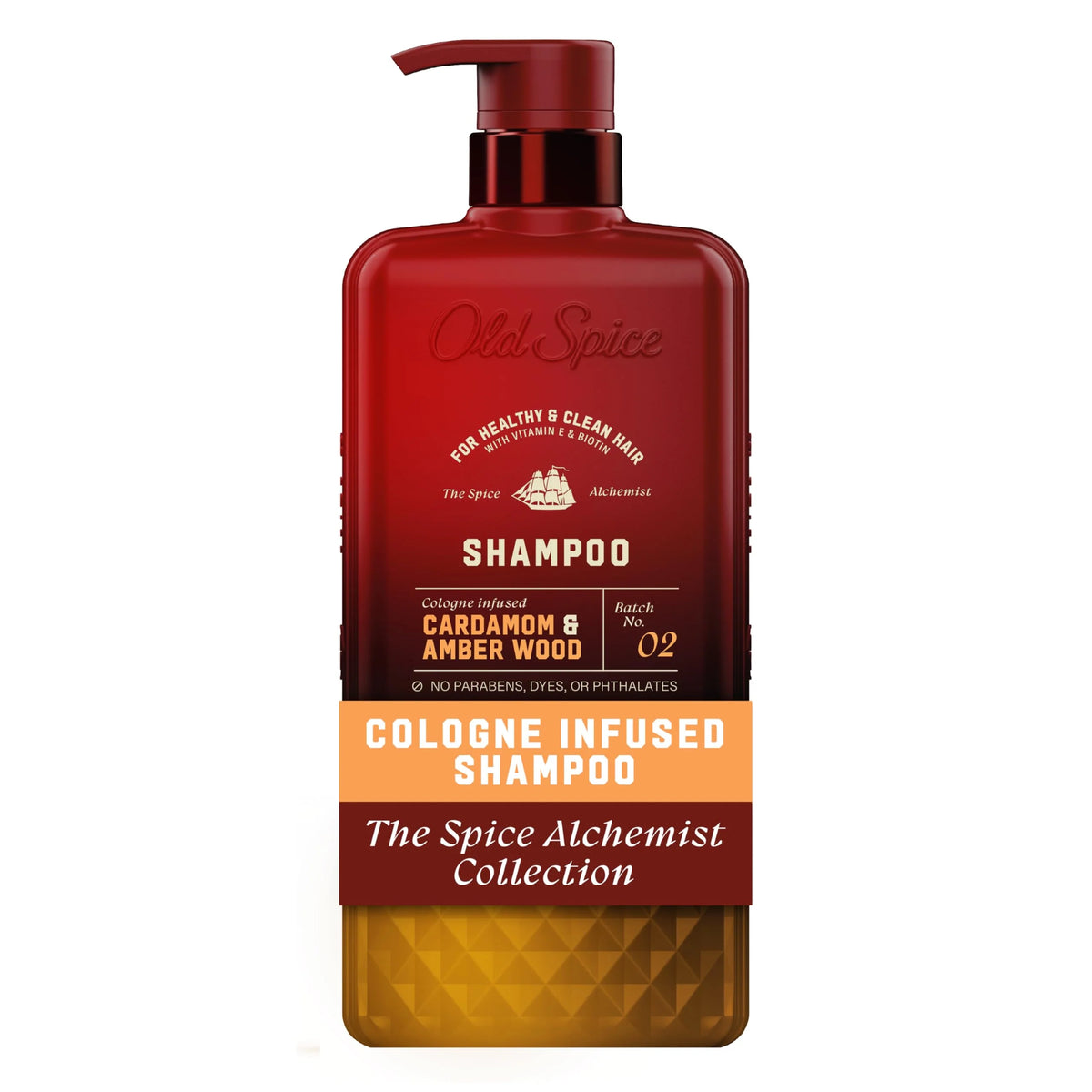 Old Spice Men's Shampoo, The Spice Alchemist Collection, Cologne-Infused Cardamom and Amber Wood Scent, Free of Parabens & Phthalates, 20.0 fl oz