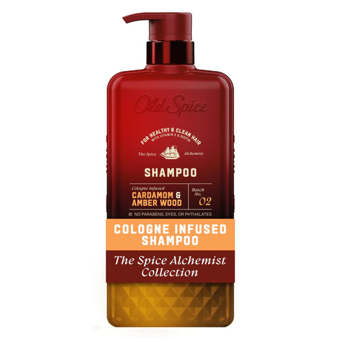 Old Spice Men's Shampoo, The Spice Alchemist Collection, Cologne-Infused Cardamom and Amber Wood Scent, Free of Parabens & Phthalates, 20.0 fl oz