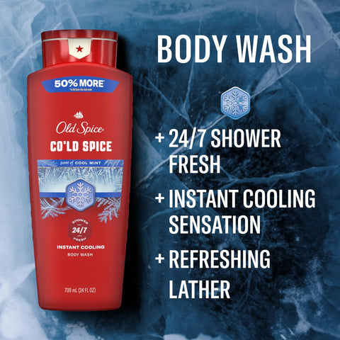 Old Spice Red Collection Antiperspirant Deodorant + Body Wash Bundle for Men, Cold Spice with Cool Mint Scent, 24/7 Sweat & Odor Protection, 24/7 Shower Fresh & Clean, 3.8 oz & 24 oz (Pack of 2)