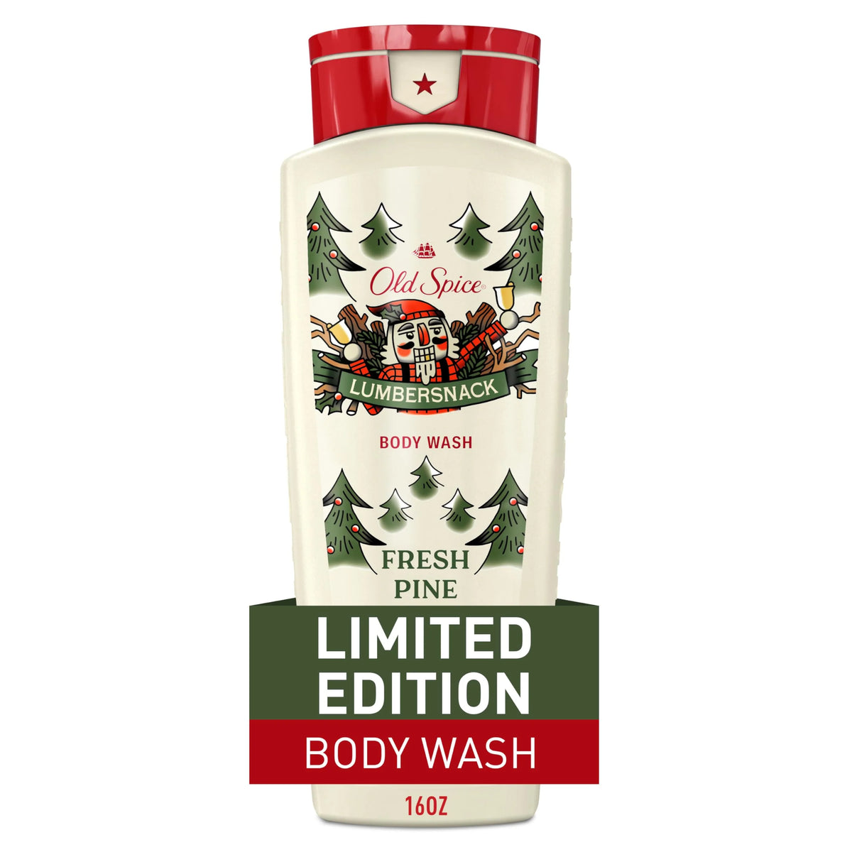 Old Spice Body Wash for Men, Holidudes Limited Edition, 24/7 Holiday Freshness, Lasting Scent and Rich Lather, Stocking Stuffer, Lumbersnack with Fresh Pine Scent, 16 fl oz