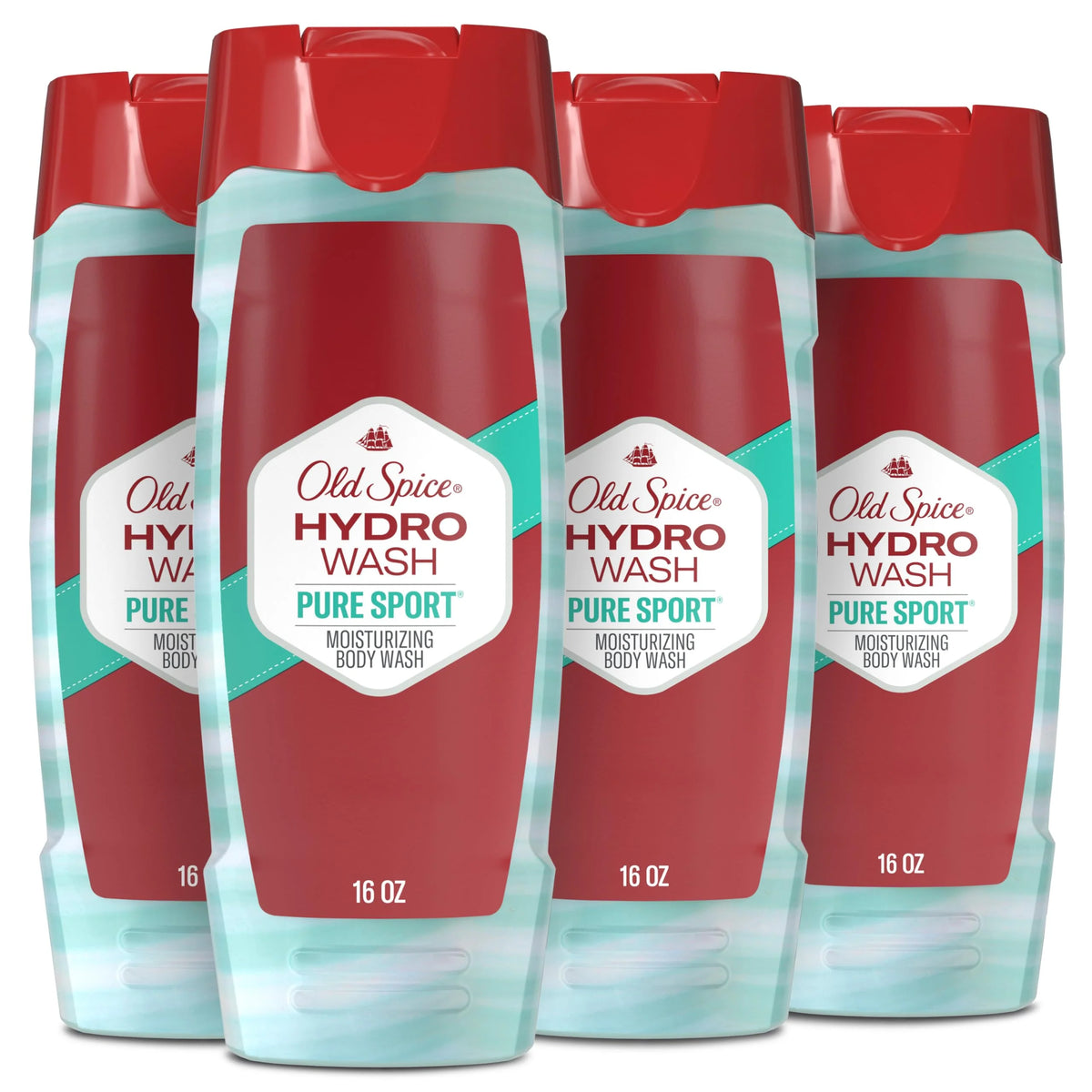 Old Spice Moisturizing Body Wash for Men, Hydro Wash, 2-in-1 Long Lasting Scent & Powerful Hydration to Fight Dry Skin, 24/7 Shower Fresh, Pure Sport Scent, 16 oz (Pack of 4)