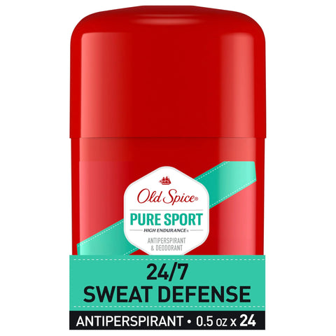 Old Spice Antiperspirant Deodorant For Men, High Endurance, 24/7 Sweat Defense & Odor Protection, 24/7 Freshness & Lasting Scent, Pure Sport Scent, 0.5 oz (Pack of 24)