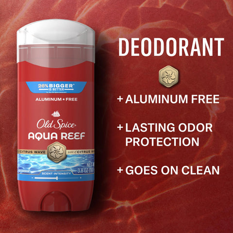 Old Spice Aluminum Free Deodorant for Men, 24/7 Odor Protection, 24/7 Freshness & Lasting Scent, Aqua Reef with Cypress Scent, 3.8 oz (Pack of 3)
