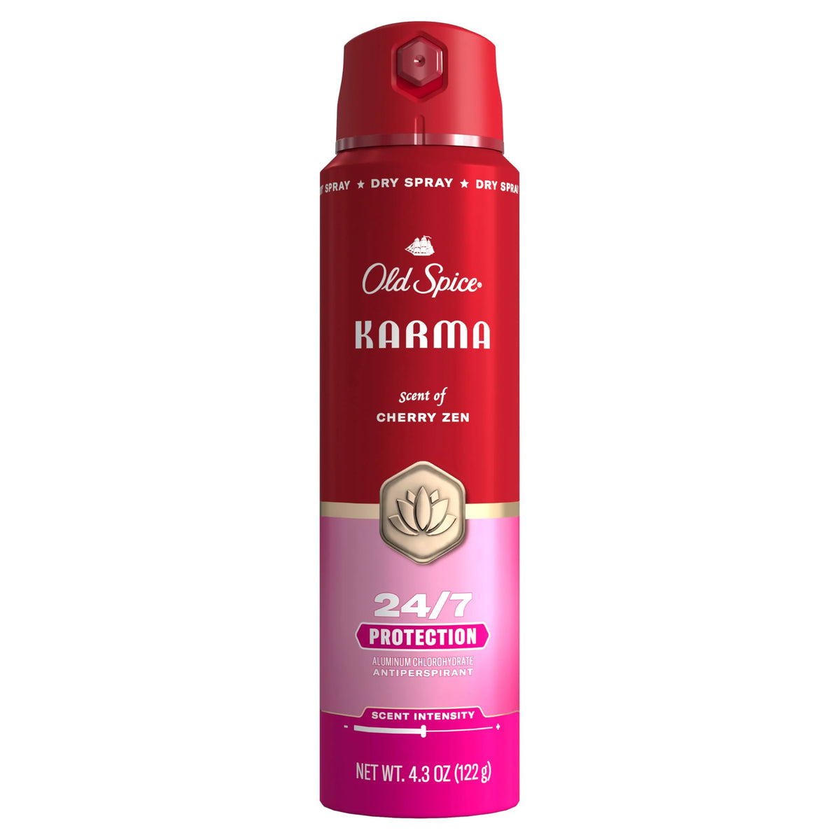 Old Spice Antiperspirant Spray for Men, 24/7 Sweat & Odor Protection, 24/7 Signature Scent & Lasting Freshness, Lightweight Formula, Karma with Cherry Spice, Black Pepper, + Sandalwood Scent, 4.3 oz