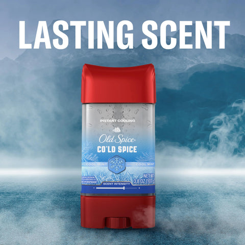 Old Spice Antiperspirant Deodorant for Men, 24/7 Sweat & Odor Protection, 24/7 Signature Scent & Lasting Freshness, Instantly Cools, Lightweight, Clear Gel, Cold Spice with Cool Mint Scent, 3.8 oz