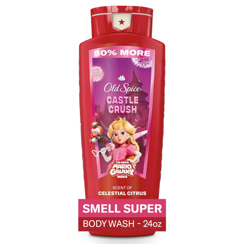 Old Spice Body & Face Wash for Men, x The Super Mario Galaxy Movie, 3X Defense, 24/7 Shower Fresh with Long Lasting Scent, Smell Super with Castle Crush, Celestial Citrus Scent, 24 oz