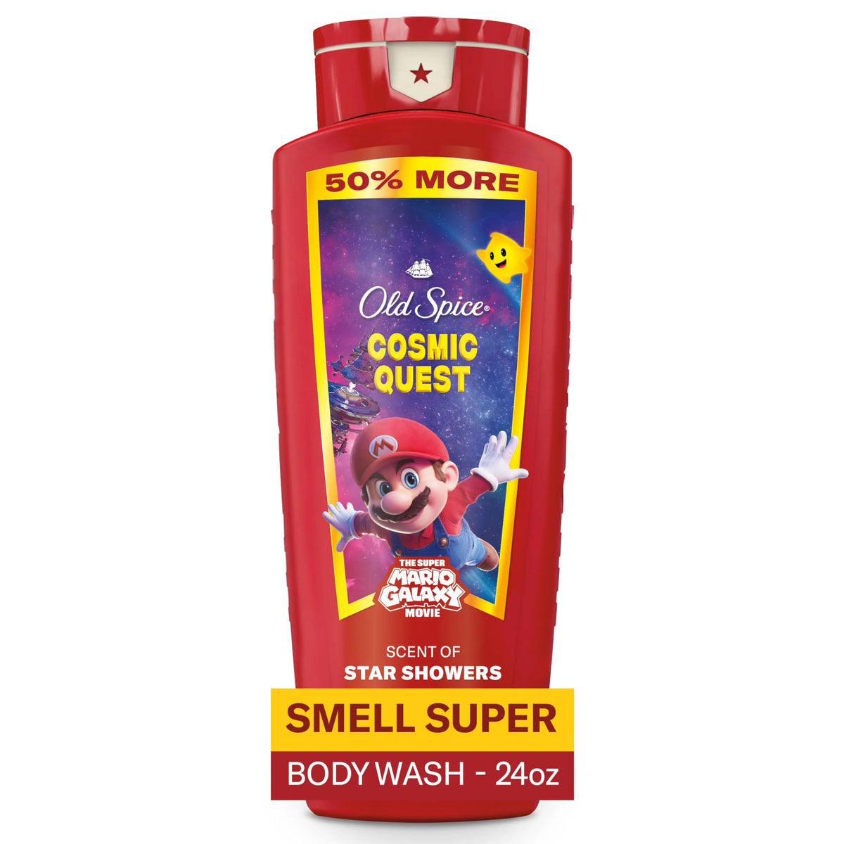 Old Spice Body & Face Wash for Men, x The Super Mario Galaxy Movie, 3X Defense, 24/7 Shower Fresh with Long Lasting Scent, Smell Super with Cosmic Quest, Star Showers Scent, 24 oz
