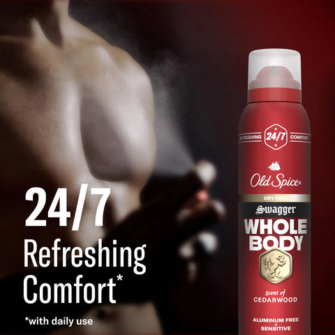 Old Spice Whole Body Deodorant for Men, Swagger, Aluminum Free Spray for 24/7 Freshness // Dermatologist Tested Whole Body Deodorant, 99g