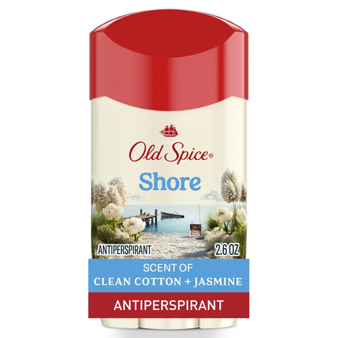 Old Spice Antiperspirant & Deodorant for Men, Shore, Scent of Clean Cotton & Jasmine, 24/7 Lasting Freshness, 2.6oz
