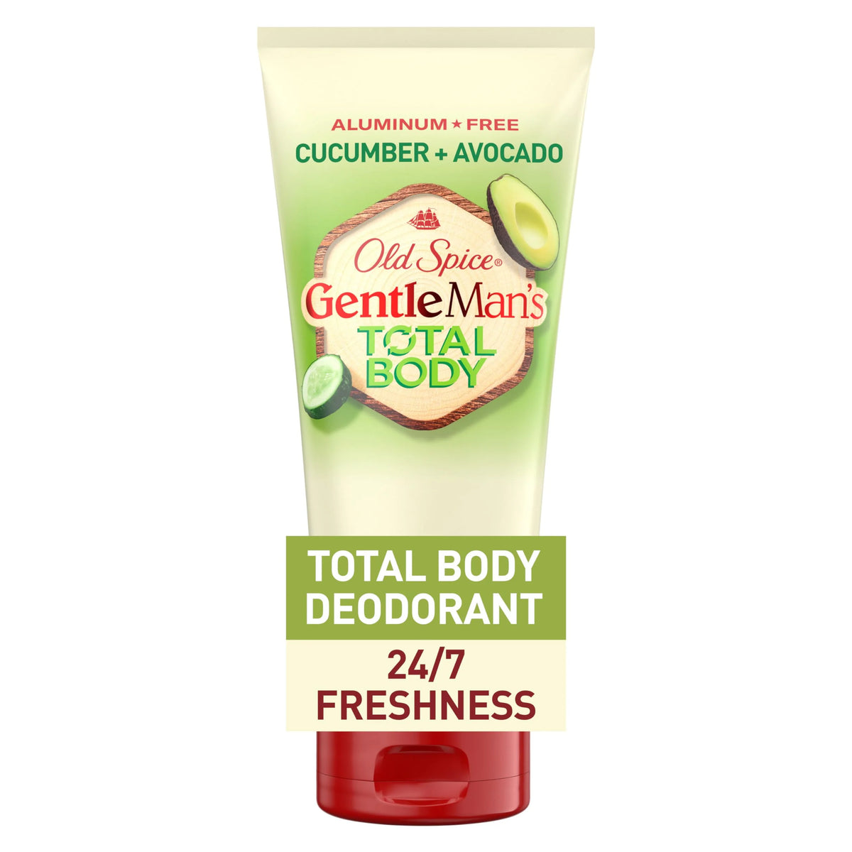 Old Spice Whole Body Deodorant Cream for Men, Aluminum Free, Cucumber + Avocado Scent, 24/7 Odor Protection, 24/7 Lasting Freshness, Dermatologist Tested, Gentle on Skin, Safe to Use All Over, 3.0 oz