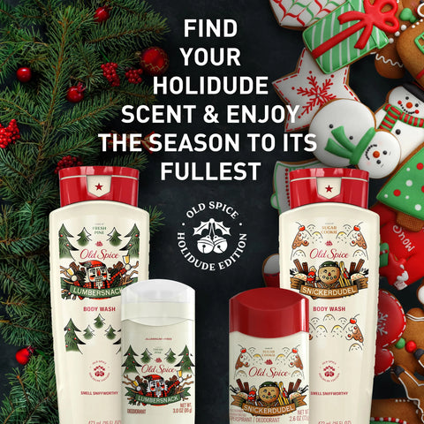 Old Spice Aluminum Free Deodorant for Men, Holidudes Limited Edition, 24/7 Holiday Freshness, Odor Protection, Stocking Stuffer, Lumbersnack with Fresh Pine Scent, 3.0 oz (Pack of 3)