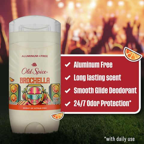 Old Spice Aluminum Free Deodorant for Men, Summerdudes, 24/7 Odor Protection with Daily Use, 24/7 Sunny Freshness & Long Lasting Scent, Smooth Glide, Brochella with Citrus Fizz Scent, 3.0 oz
