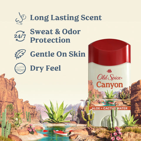 Old Spice Men's Antiperspirant & Deodorant Canyon with Aloe, 24/7 Odor Protection, 2.6oz (Pack of 3)
