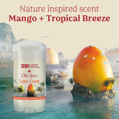 Old Spice Aluminum Free Deodorant for Men, 24/7 Lasting Freshness & Long Lasting Scent, 24/7 Sweat & Odor Protection, Lost Cove with Mango + Tropical Breeze Scent, 3.0 oz