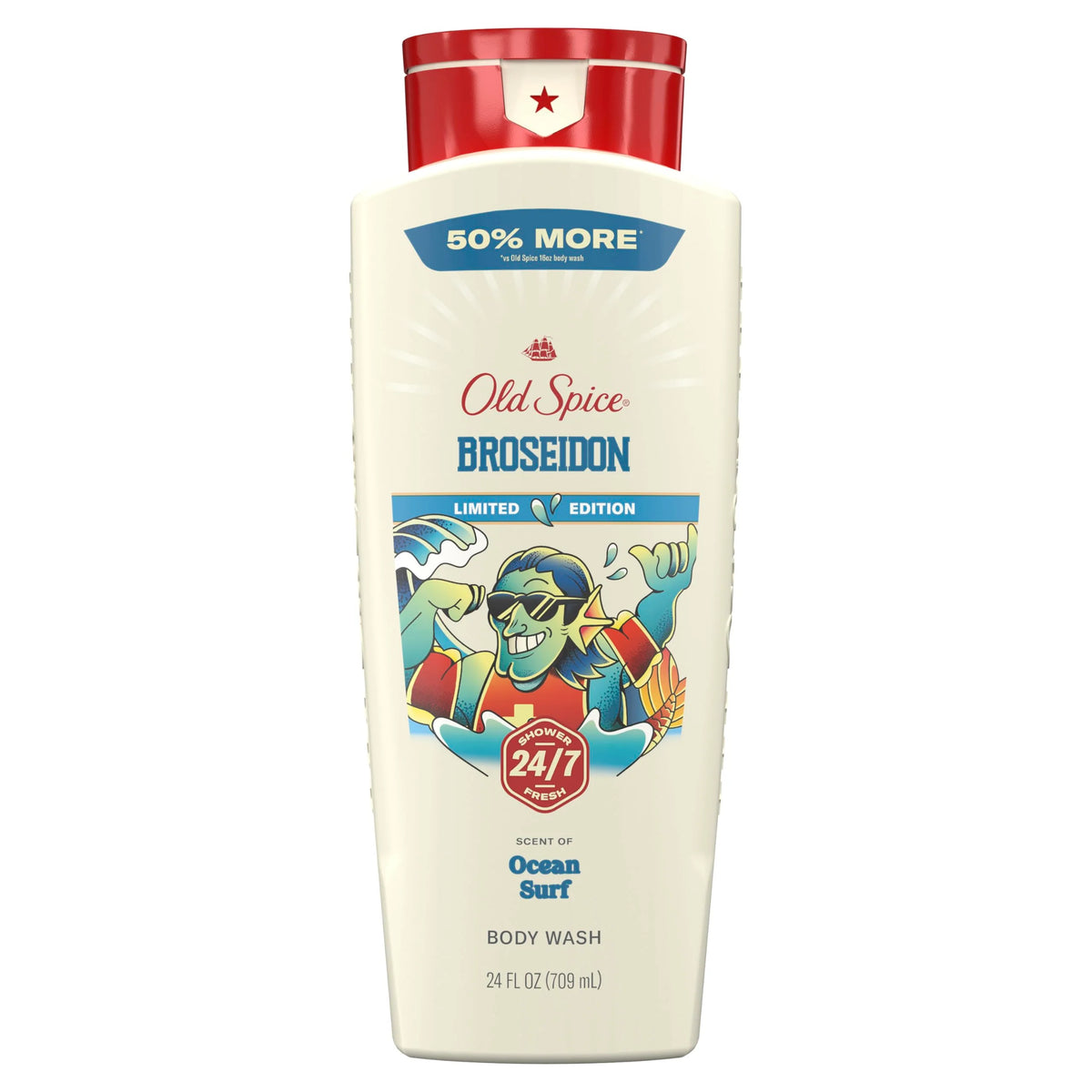 Old Spice Body Wash for Men, Summerdudes, 24/7 Shower Fresh with Daily Use, Long Lasting Scent, Cleanse & Refresh Skin, VIP Festival Experience, Broseidon with Ocean Surf Scent, 24 oz