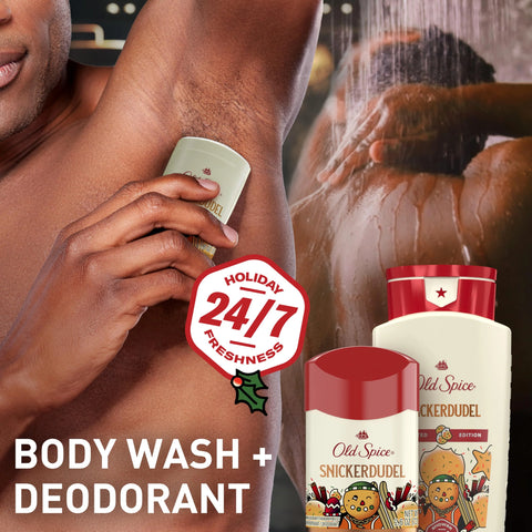 Old Spice Body Wash for Men, Holidudes Holiday Edition, 24/7 Holiday Freshness, Lasting Scent and Rich Lather, Stocking Stuffer, Snickerdudel Sugar Cookie Scent, 16 oz