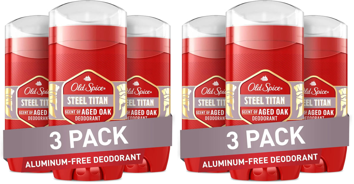 Old Spice Red Collection Deodorant For Men, Aluminum Free, Steel Titan Scent, 3.0 oz (Pack of 6)