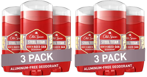 Old Spice Red Collection Deodorant For Men, Aluminum Free, Steel Titan Scent, 3.0 oz (Pack of 6)