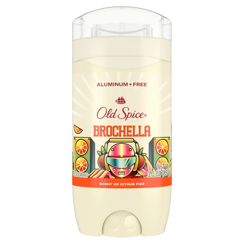 Old Spice Aluminum Free Deodorant for Men, Summerdudes, 24/7 Odor Protection with Daily Use, 24/7 Sunny Freshness & Long Lasting Scent, Smooth Glide, Brochella with Citrus Fizz Scent, 3.0 oz