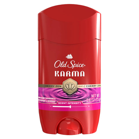Old Spice Antiperspirant Deodorant for Men, 24/7 Sweat & Odor Protection, 24/7 Signature Scent & Lasting Freshness, Invisible Solid, Karma with Cherry Spice, Black Pepper, & Sandalwood Scent, 2.6 oz