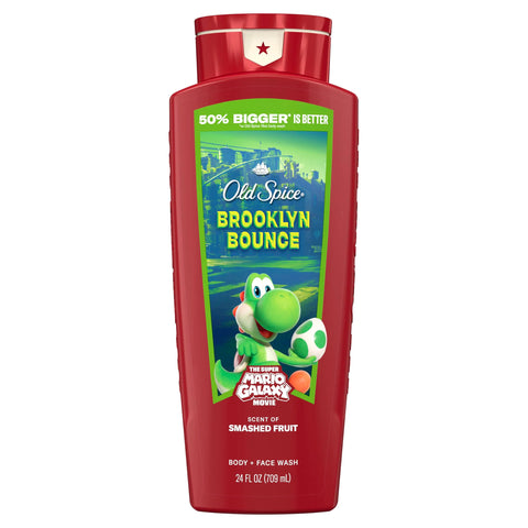 Old Spice Body & Face Wash for Men, x The Super Mario Galaxy Movie, 3X Defense, 24/7 Shower Fresh with Long Lasting Scent, Smell Super with Brooklyn Bounce, Smashed Fruit Scent, 24 oz
