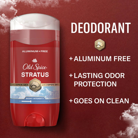 Old Spice Aluminum Free Deodorant for Men, 24/7 Odor Protection, 24/7 Signature Scent & Lasting Freshness, Goes on Clean, Stratus with Pineapple, Fresh Air, & Vanilla Scent, 3.0 oz