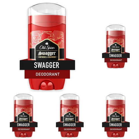 Old Spice Aluminum Free Deodorant for Men, 24/7 Odor Protection, 24/7 Freshness & Lasting Scent, Swagger with Cedarwood Scent, 3.0 oz (Pack of 5)