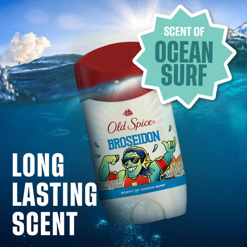Old Spice Dry Feel Antiperspirant Deodorant for Men, Summerdudes, 24/7 Sweat & Odor Protection, 24/7 Sunny Freshness & Long Lasting Scent, Invisible Solid, Broseidon with Ocean Surf Scent, 2.6 oz